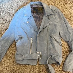Light blue moto suede jacket